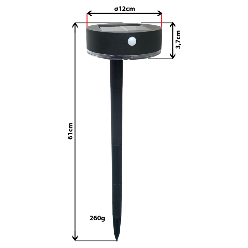 LED Ściemnialna lampa solarna z czujnikiem 2w1 LED/3,7V IP44