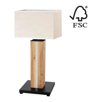 LED Ściemnialna lampa stołowa FLAME 1xE27/40W+ LED/4,6W/230V 56,5 cm dąb – certyfikat FSC