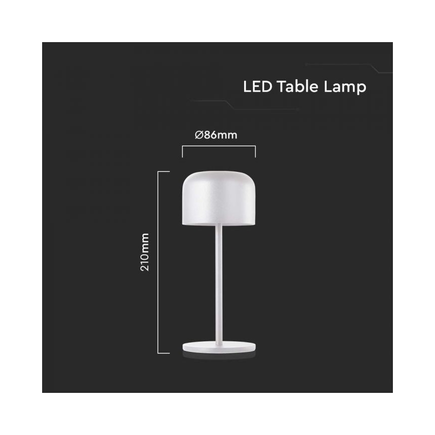 LED Ściemnialna akumulatorowa dotykowa lampa stołowa LED/1,5W/5V 2700-5700K IP54 2200 mAh biała