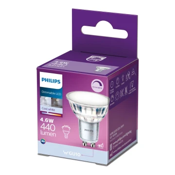 LED Ściemnialna żarówka Philips GU10/4,6W/230V 4000K