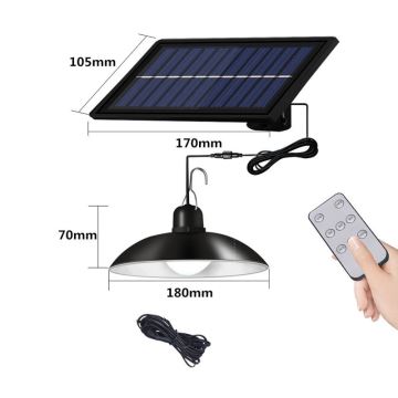 LED Ściemnialny solarny żyrandol na lince LED/1,8W/3,7V IP44 6500K 800 mAh + zdalne sterowanie