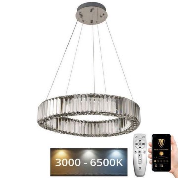 LED Ściemnialny żyrandol kryształowy na lince LED/40W/230V 3000-6500K chrom + pilot zdalnego sterowania