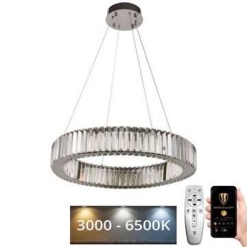 LED Ściemnialny żyrandol kryształowy na lince LED/40W/230V 3000-6500K chrom + pilot zdalnego sterowania