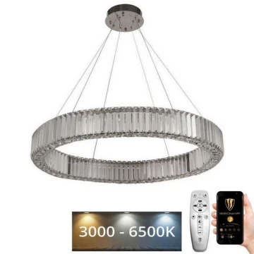 LED Ściemnialny żyrandol kryształowy na lince LED/50W/230V 3000-6500K chrom + pilot zdalnego sterowania