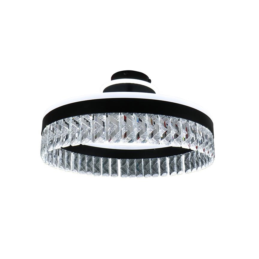 LED Ściemnialna kryształ Żyrandol natynkowy LED/75W/230V 3000-6500K czarne + Pilot zdalnego sterowania