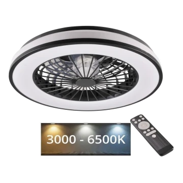 LED Ściemniany plafon z wentylatorem LED/48W/230V 3000-6500K czarny + pilot zdalnego sterowania