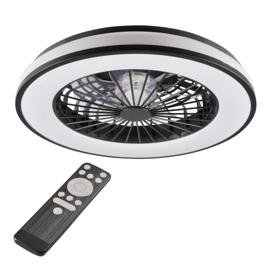 LED Ściemniany plafon z wentylatorem LED/48W/230V 3000-6500K czarny + pilot zdalnego sterowania