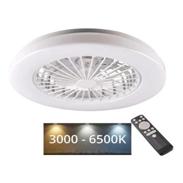 LED Ściemniany plafon z wentylatorem LIBYA LED/48W/230V 3000-6500K biały + pilot zdalnego sterowania