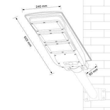 LED Solarna lampa uliczna z czujnikiem STREET LED/10W/3,2V IP65 + pilot zdalnego sterowania