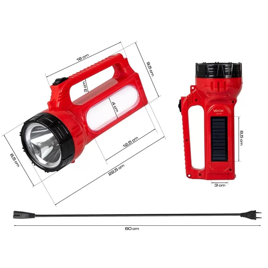 LED Solarna latarka akumulatorowa LED/7W/230V 400 lm 4,5 h 3200 mAh