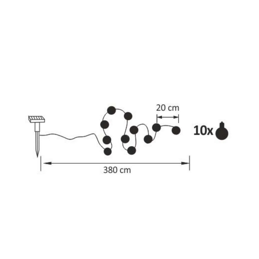 LED Solarny łańcuch ozdobny  LED/1,2V 3,8 m IP44