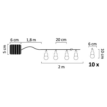 LED Solarny łańcuch ozdobny PASTEL 10xLED/1,2V 3,8 m IP44