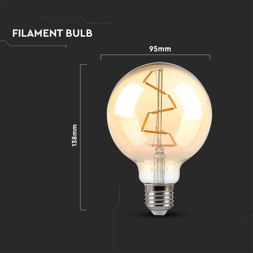 LED Żarówka FILAMENT G95 E27/4W/230V 2200K