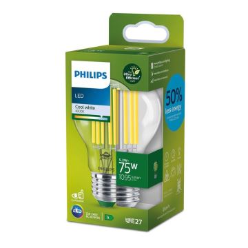 LED Żarówka FILAMENT Philips A70 E27/5,2W/230V 4000K