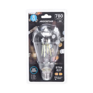 LED Żarówka FILAMENT ST64 E27/6W/230V 6500K - Aigostar