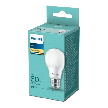 LED Żarówka Philips A60 E27/8W/230V 2700K