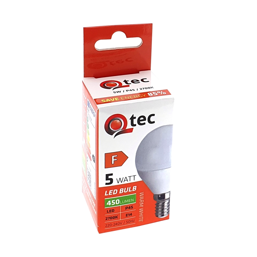 LED Żarówka Qtec P45 E14/5W/230V 2700K