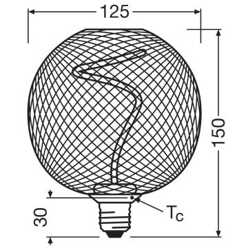 LED Żarówka ściemnialna DECOR FILAMENT G125 E27/3,5W/230V 1800K czarna - Osram