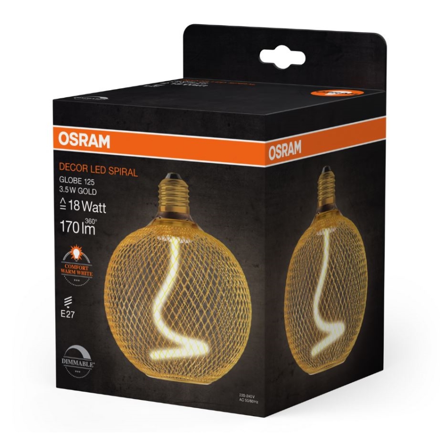 LED Żarówka ściemnialna DECOR FILAMENT G125 E27/3,5W/230V 1800K złota - Osram
