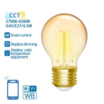 LED Żarówka ściemnialna FILAMENT G45 E27/4,5W/230V 2700-6500K Wi-Fi - Aigostar