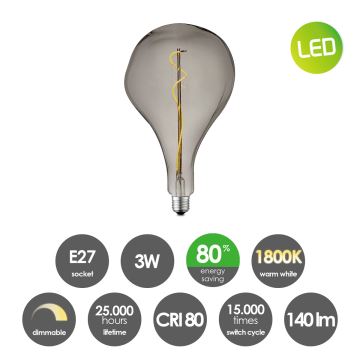 LED Żarówka ściemnialna VINTAGE EDISON E27/3W/230V 1800K