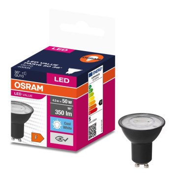 LED Żarówka VALUE PAR16 GU10/4,5W/230V 6500K 36° czarna - Ledvance