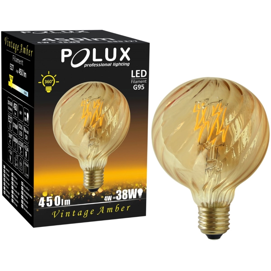 LED Żarówka VINTAGE AMBER G95 E27/4W/230V 2700K