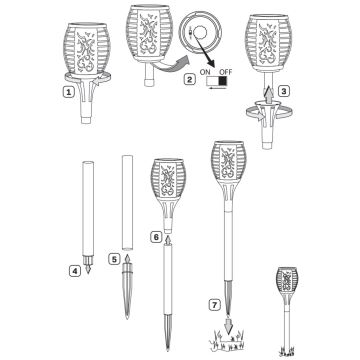 LED Zewnętrzna lampa solarna FUEGO BIG LED/1,2V IP44