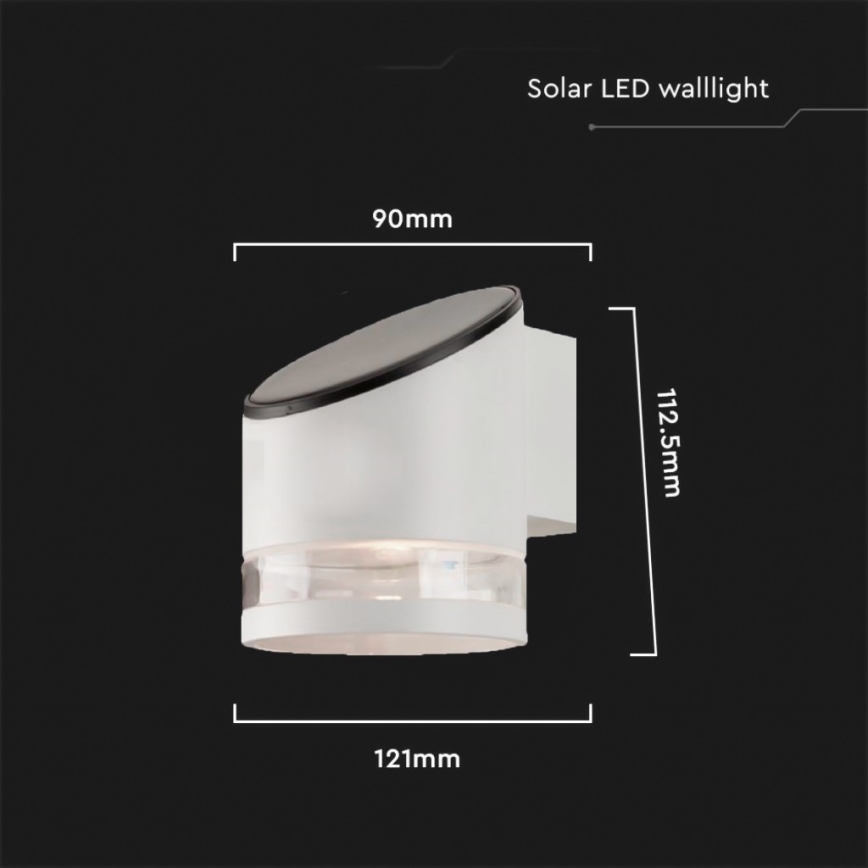 LED Zewnętrzny kinkiet solarny LED/1W/3,7V 3000K IP54 biały