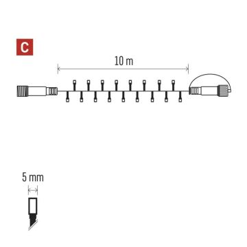 LED Zewnętrzny łańcuch bożonarodzeniowy 100xLED/10m IP44 ciepła biel