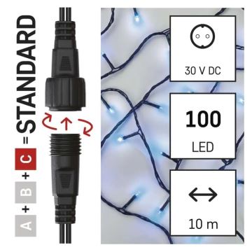 LED Zewnętrzny łańcuch bożonarodzeniowy 100xLED/10m IP44 niebieski