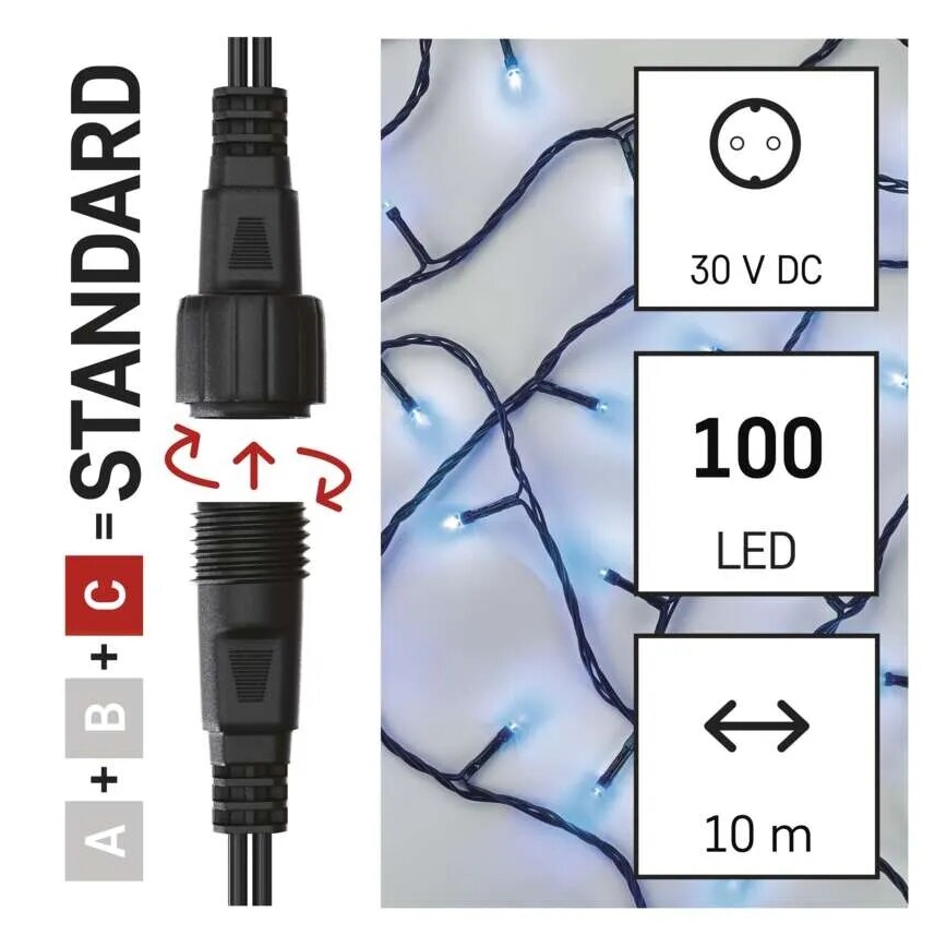 LED Zewnętrzny łańcuch bożonarodzeniowy 100xLED/10m IP44 niebieski