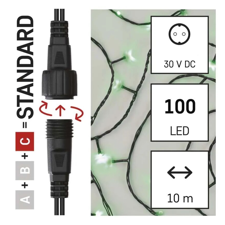 LED Zewnętrzny łańcuch bożonarodzeniowy 100xLED/10m IP44 zielony