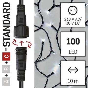 LED Zewnętrzny łańcuch bożonarodzeniowy 100xLED/10m IP44 zimna biel