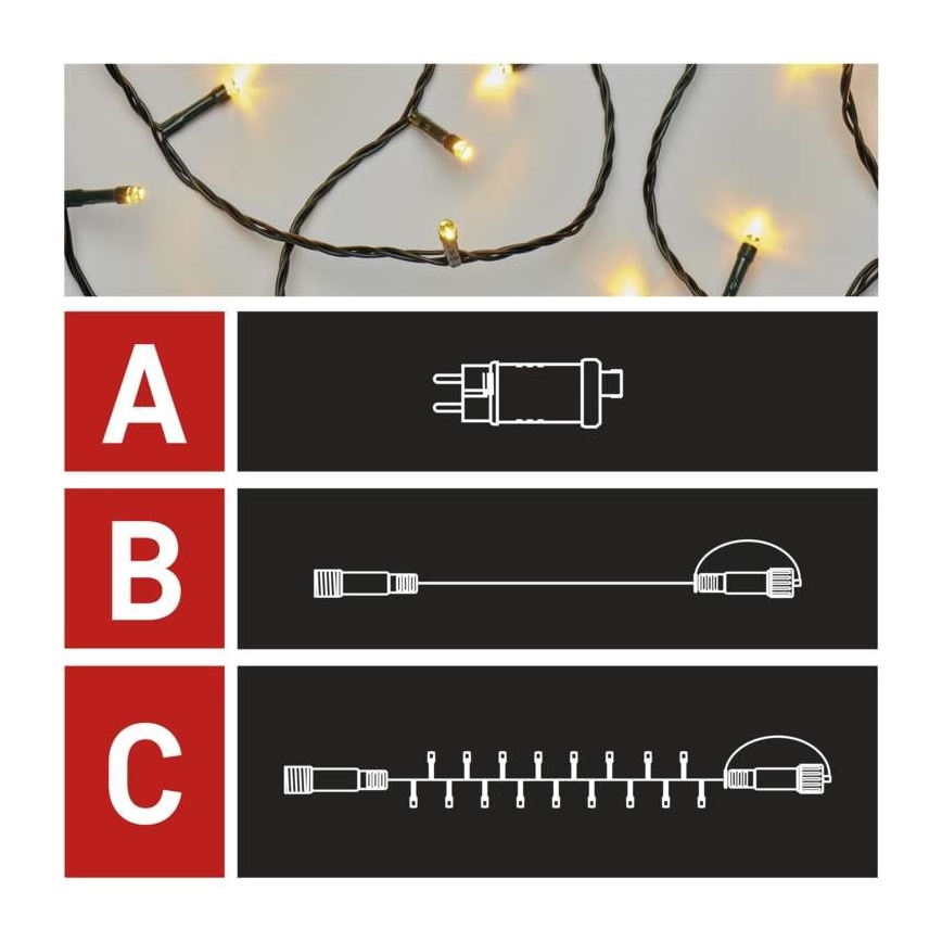 LED Zewnętrzny łańcuch bożonarodzeniowy 100xLED/15m IP44 ciepła biel