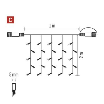 LED Zewnętrzny łańcuch bożonarodzeniowy 100xLED/1x2m IP44 ciepła biel