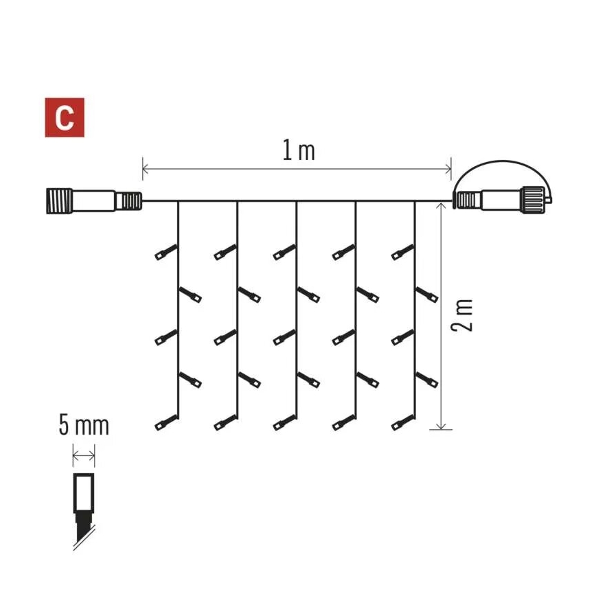 LED Zewnętrzny łańcuch bożonarodzeniowy 100xLED/1x2m IP44 ciepła biel