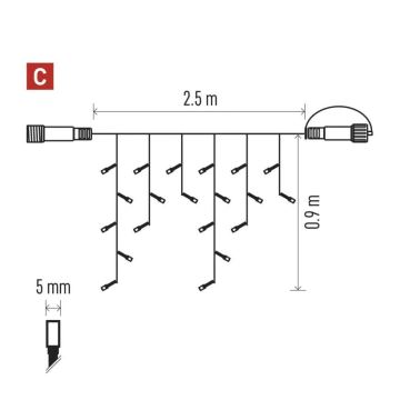 LED Zewnętrzny łańcuch bożonarodzeniowy 100xLED/2,5x0,9m IP44 ciepła biel