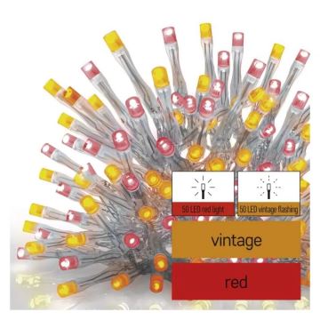 LED Zewnętrzny łańcuch bożonarodzeniowy 100xLED/2,5x0,9m IP44 czerwony/vintage