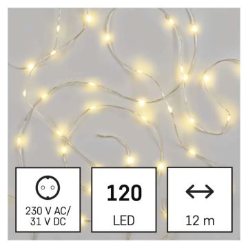 LED Zewnętrzny łańcuch świąteczny 120xLED/17m IP44 ciepła biel