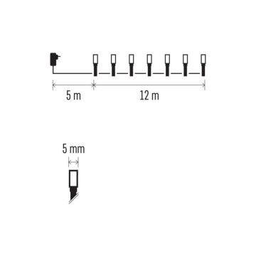 LED Zewnętrzny łańcuch bożonarodzeniowy 120xLED/17m IP44 ciepła biel