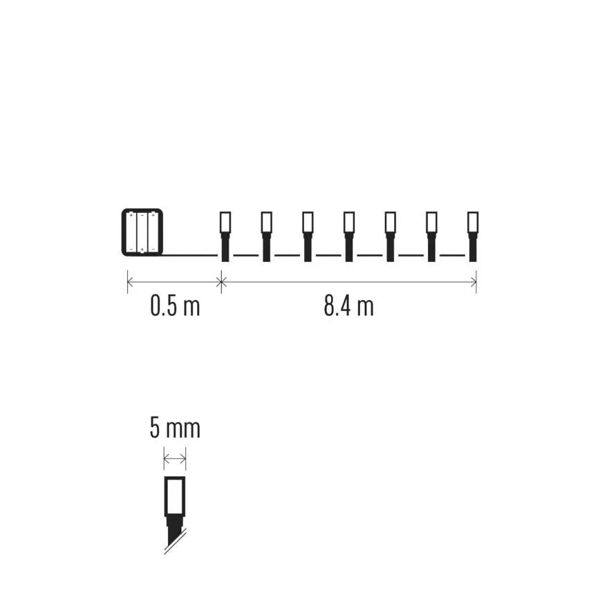 LED Zewnętrzny łańcuch bożonarodzeniowy 120xLED/3xAA 8,9m IP44 zimna biel