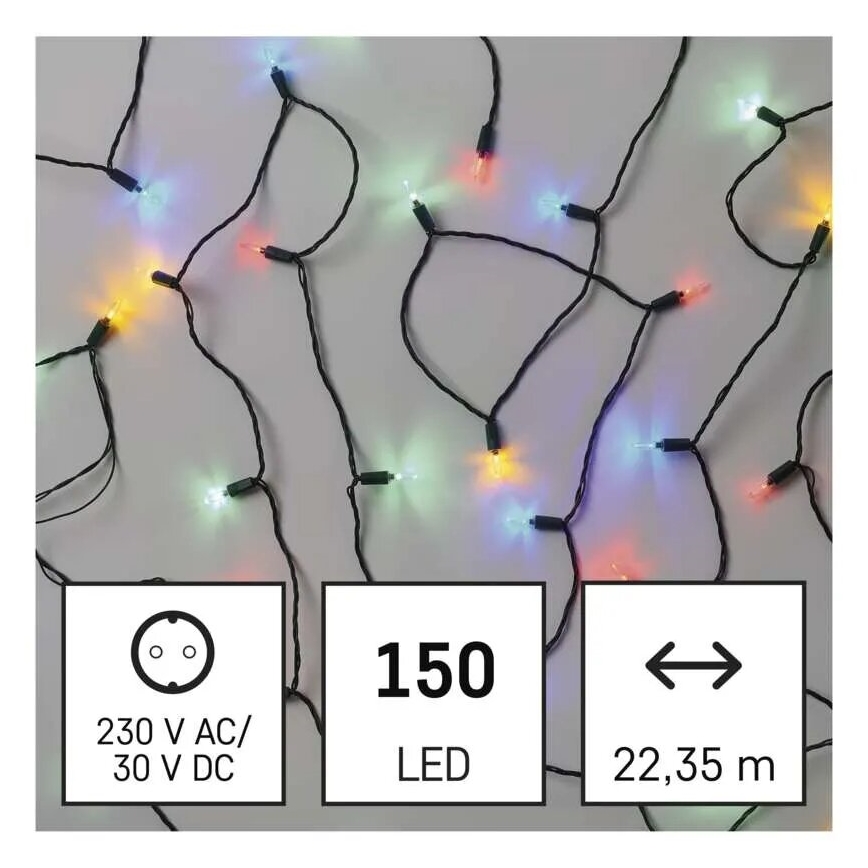 LED Zewnętrzny łańcuch bożonarodzeniowy 150xLED/27,35m IP44 wielobarwny