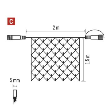 LED Zewnętrzny łańcuch bożonarodzeniowy 160xLED/2x1,5m IP44 ciepła biel