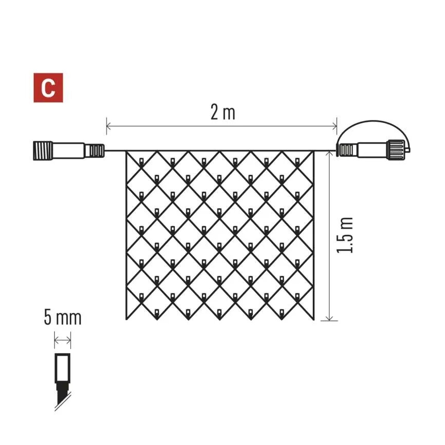 LED Zewnętrzny łańcuch bożonarodzeniowy 160xLED/2x1,5m IP44 ciepła biel