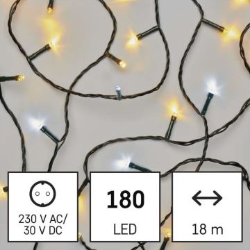 LED Zewnętrzny łańcuch bożonarodzeniowy 180xLED/2 funkcje 23m IP44 ciepła/zimna biel