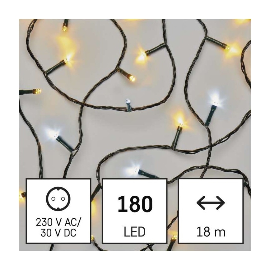 LED Zewnętrzny łańcuch bożonarodzeniowy 180xLED/23m IP44 ciepła/zimna biel