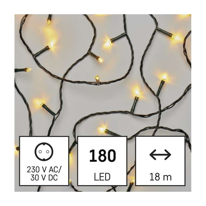 LED Zewnętrzny łańcuch bożonarodzeniowy 180xLED/8 trybów 23m IP44 ciepła biel