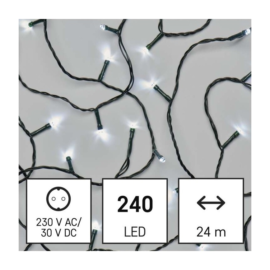 LED Zewnętrzny łańcuch bożonarodzeniowy 240xLED/8 trybów 29m IP44 zimna biel