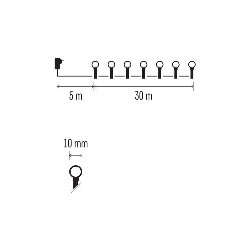 LED Zewnętrzny łańcuch bożonarodzeniowy 300xLED/35m IP44 ciepła biel